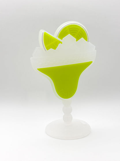 Soft silicone baby teether displayed upright on a white background with textured details