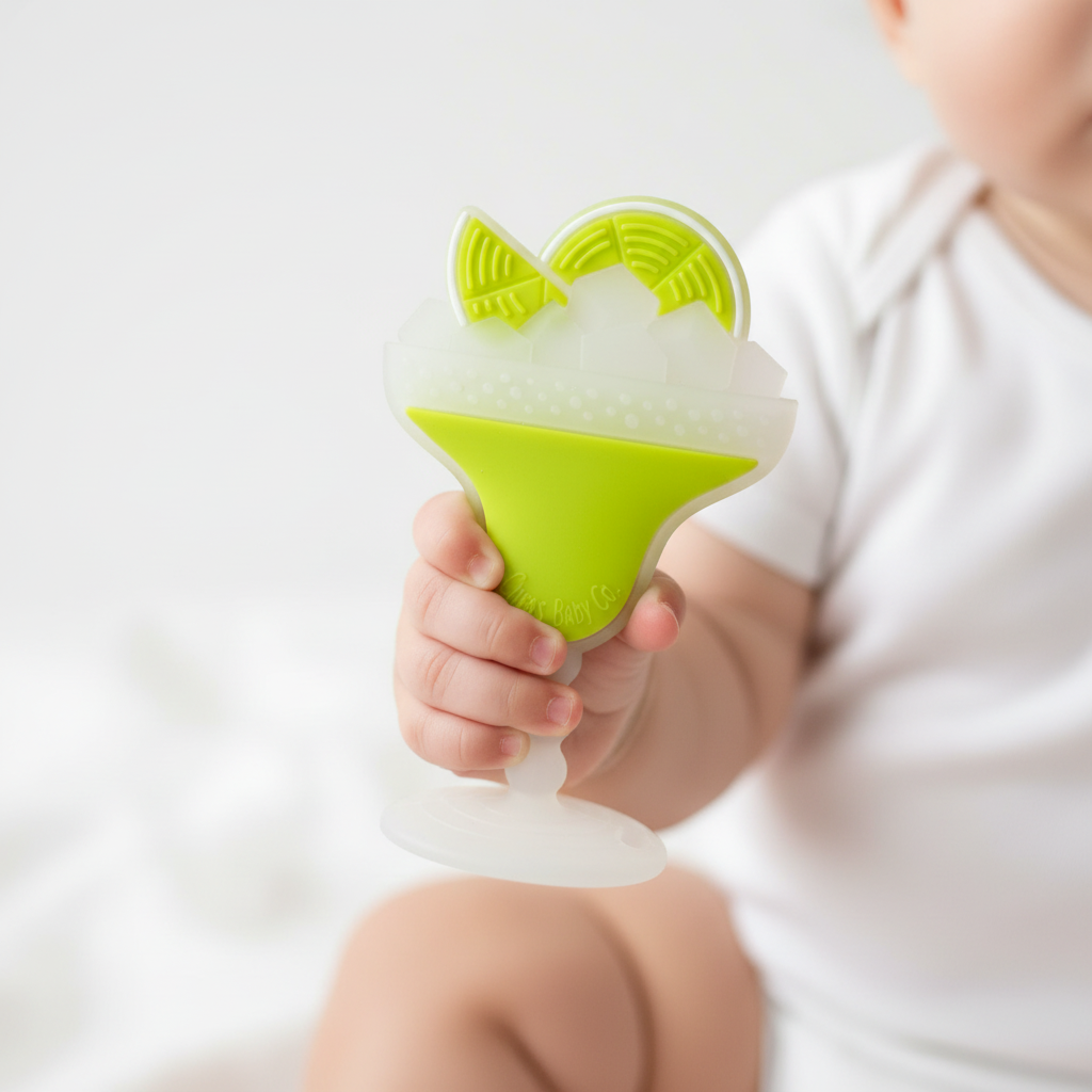 Baby hand with large mini marg teether